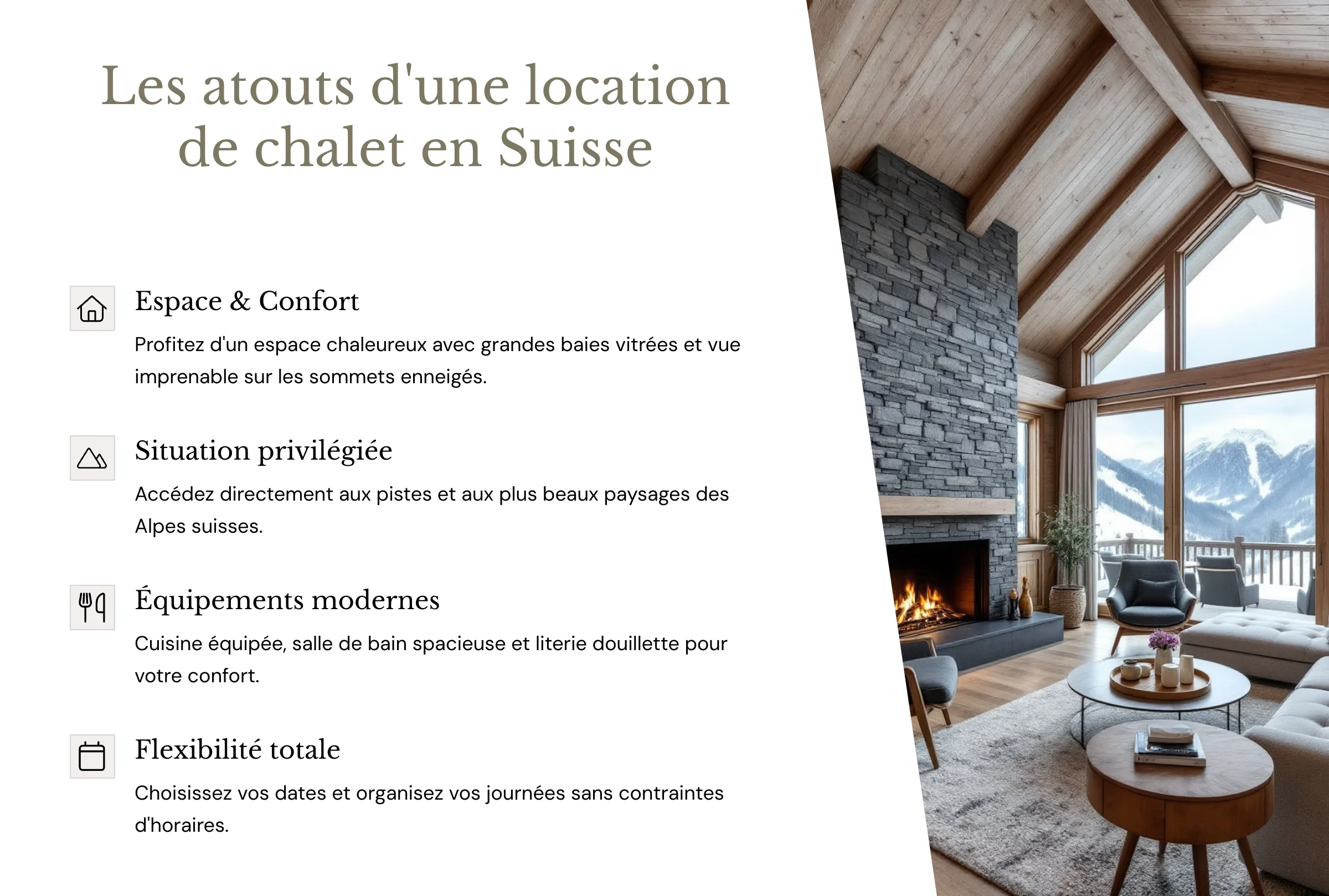 atouts d'une location de chalet en suisse